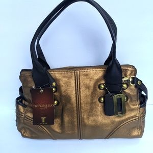 NWT! Tignanello leather metallic bag